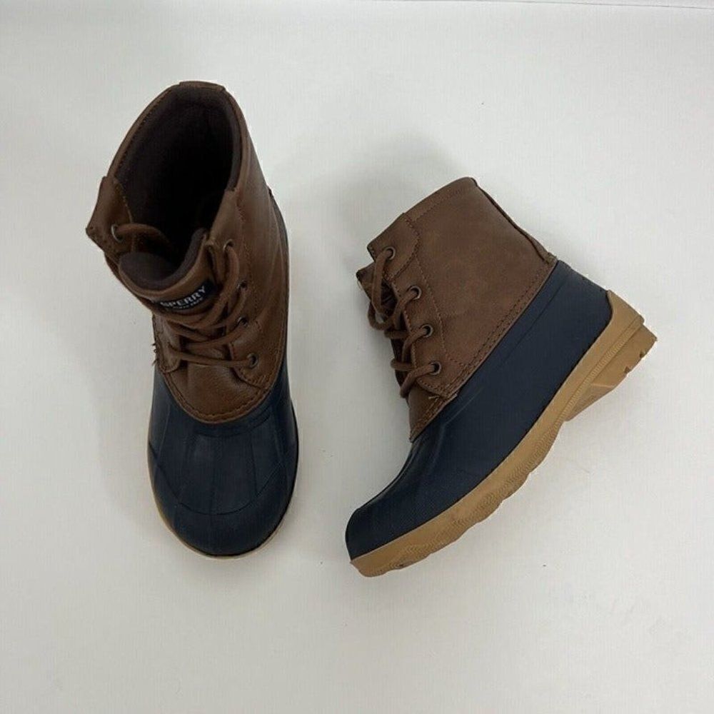 Sperry Top Sider Unisex Big Kid Size 1 Port Boot Brown & Navy Rubber Outdoor - Picture 5 of 7